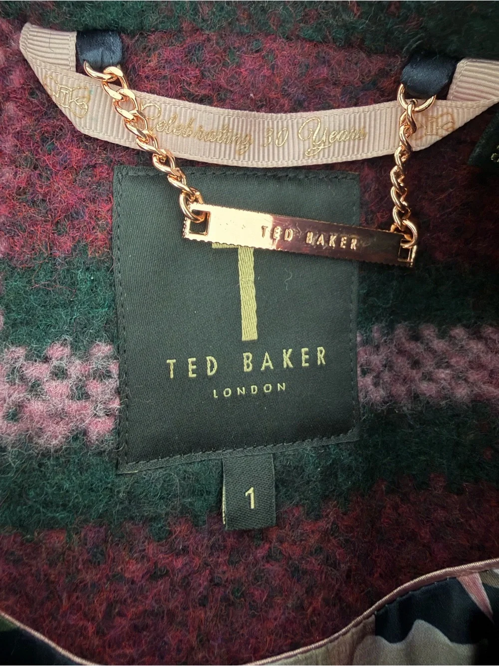 Ted Baker Plaid Belted Wrap Coat – Wool Blend size 1 US size 4